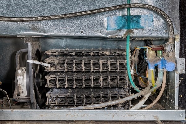 The inner machinery of a refrigerator