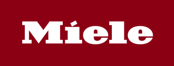 Miele's branded logo ft. white type on a red background.
